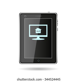 The house is surrounded by a network wi-fi. icon. vector design