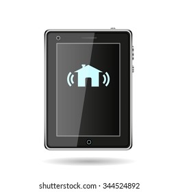 The house is surrounded by a network wi-fi. icon. vector design