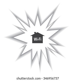 The house is surrounded by a network wi-fi. icon. vector design