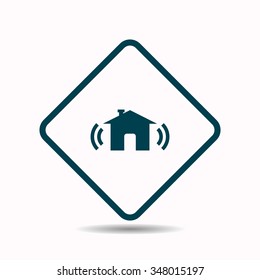 The house is surrounded by a network wifi icon