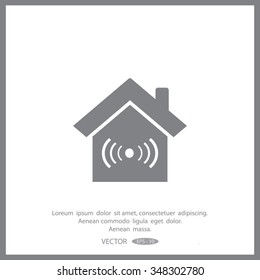 The house is surrounded by a network wi-fi. icon.