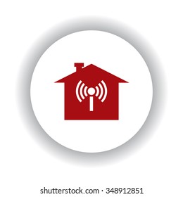 The house is surrounded by a network wifi icon