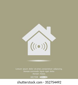The house is surrounded by a network wi-fi. icon.