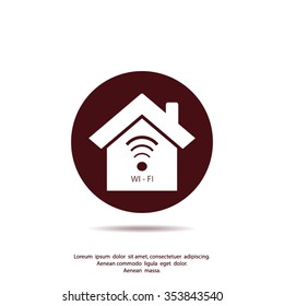 The house is surrounded by a network wi-fi. icon.