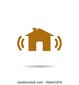 The house is surrounded by a network wifi icon
