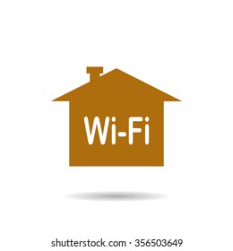The house is surrounded by a network wifi icon