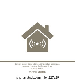 The house is surrounded by a network wi-fi. icon.
