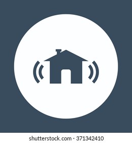 The house is surrounded by a network wifi icon