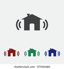 The house is surrounded by a network wi-fi. icon. vector design