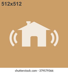 The house is surrounded by a network wi-fi. icon. vector design