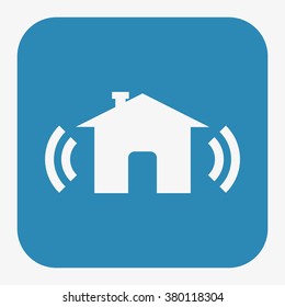 The house is surrounded by a network wi-fi. icon. vector design