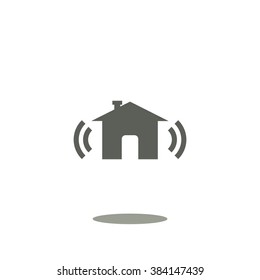 The house is surrounded by a network wi-fi. icon. vector design