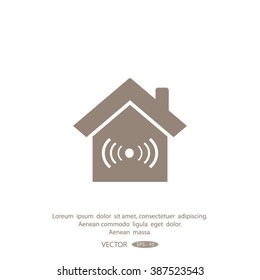 The house is surrounded by a network wi-fi. icon.