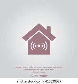 The house is surrounded by a network wi-fi. icon.