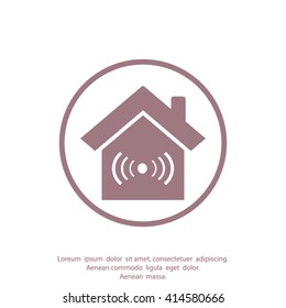 The house is surrounded by a network wi-fi. icon.
