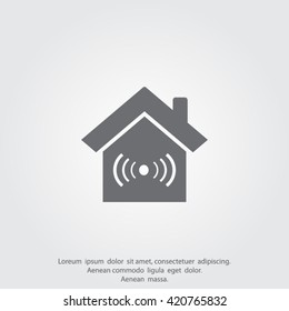 The house is surrounded by a network wi-fi. icon.
