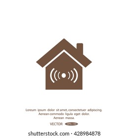 The house is surrounded by a network wi-fi. icon.