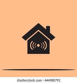 The house is surrounded by a network wi-fi. icon.
