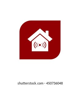 The house is surrounded by a network wi-fi. icon.