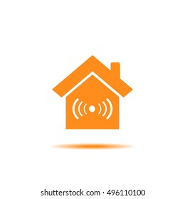The house is surrounded by a network wi-fi. icon.