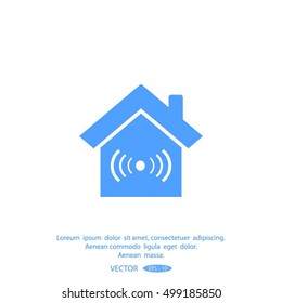 The house is surrounded by a network wi-fi. icon.
