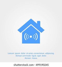 The house is surrounded by a network wi-fi. icon.