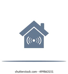 The house is surrounded by a network wi-fi. icon.