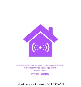 The house is surrounded by a network wi-fi. icon.