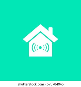 The house is surrounded by a network wi-fi. icon.