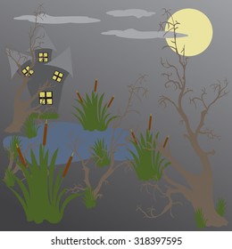 house in the swamp at night