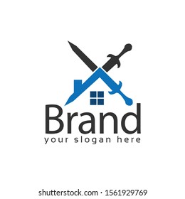 House Sword Logo. Vector Illustration on white background
