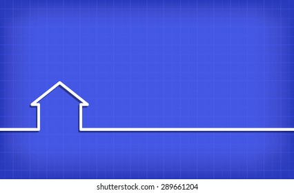 House symbol with blueprint background vector image