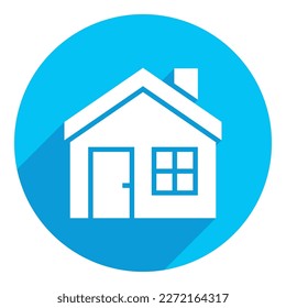 Símbolo de la casa. icono plano. diseño de sombra larga. fondo azul.