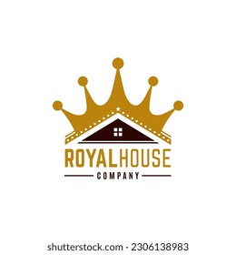 House Symbol With Golden Crown, King Queen Crown Home For Real Estate, Property, Rent House, Hotel, Apartment Logo Vector Design