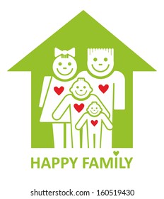 House symbol with a happy family.