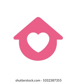House symbol with heart shape, vector logo design