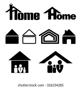 House symbol icon set in black on a white background