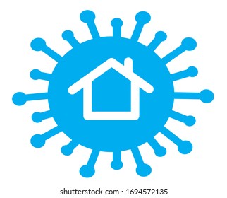 House symbol inside corona virus symbol as concept for social distancing