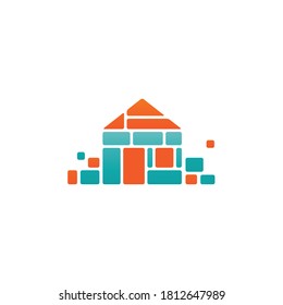 House symbol in jigsaw form of boxes, vector