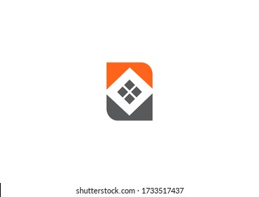 House symbol logo design with square shape concept