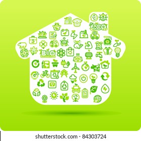 House symbol made from small eco,bio,natural icons