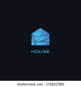 House symbol with modern abstract technology line vector illustration. Futuristic modern house logo design concept