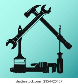 House symbol from a repair tool. Design for the jack of all trades