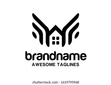 house symbol with wings logo vector illustration concept