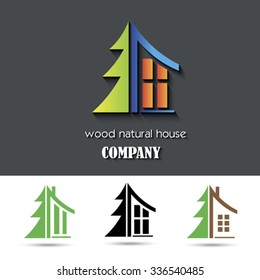 House symbol with wood material vector illustration