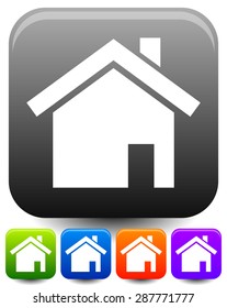 House symbols on rounded squares with highlight effect. Icons for suburban building, homepage, real estate themes.