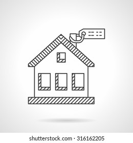 House with tag. Thin line style vector icon. Symbol for rent and sale property. Elements of web design for business and website.