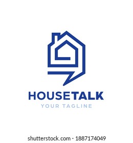 House talk home forum logo with bubble speak talk as house shape icon vector