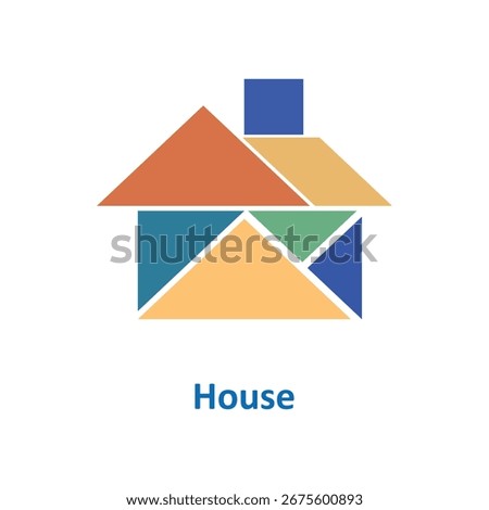 House Tangram Puzzle - Creative Geometric Architecture	