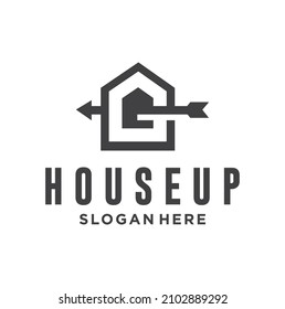 Design-Design-Vorlage für das Logo des Hauses. Home- und Immobilien-Immobilien-Vektorlogo-Design-Konzept Inspiration mit dem Aufstieg Pfeil Stock Vector